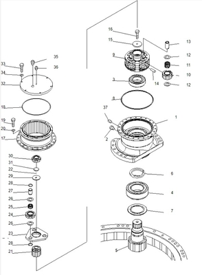 Las piezas de la excavadora de cinturón de cambios de oscilación PC220-7 para la reducción de oscilación de Komatsu Assy 206-26-00401 206-26-00400