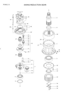Excavador Swing Gearbox Reduction R380LC-9Shipping y dirección de R430LC-9Shipping y manipulación de la caja de cambios del oscilación 31QA-10141