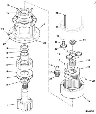Caja de cambios del oscilación de la reducción LNO0104 LNM0437 del oscilación del excavador JS110 JS145W de las piezas de maquinaria de construcción