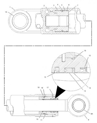 Montaje 1589061 del cilindro del cubo de Hydraulic Cylinder E320C 320C del excavador de Belparts