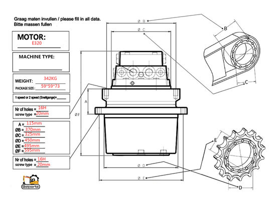Doosan 24V motor de viaje de tracción final Assy con presión de 35MPa