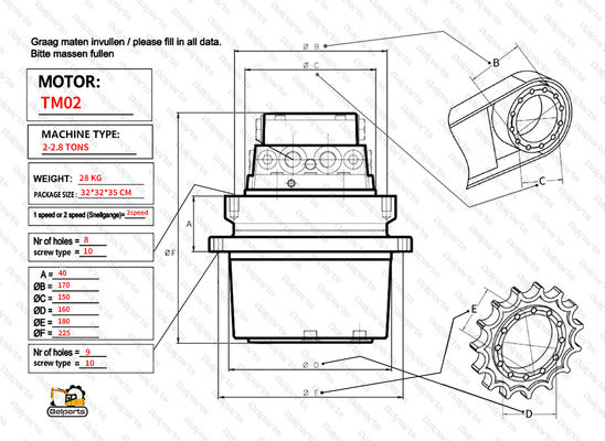 PC14R2 PC15R8 PC07 accionamiento final para el motor de viaje Komatsu TM01