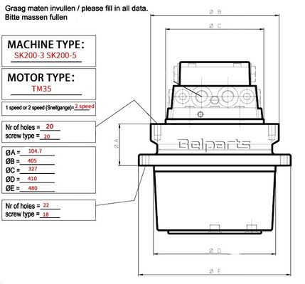 Belparts TM35VL GM35VL Final Drive Assy SK200-3 SK200-6 YN15V00007F1 para excavadora Kobelco