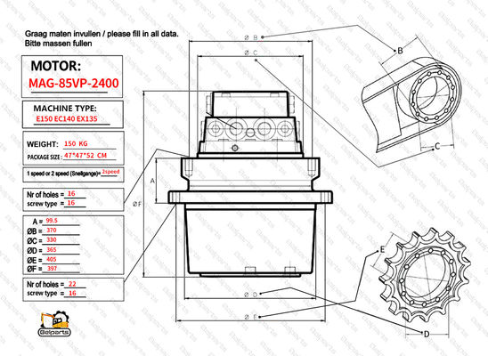 El motor de viaje de la excavadora Volvo EC140B Assy SA 1143-01060 VOE 14524182 SA 7117-30011